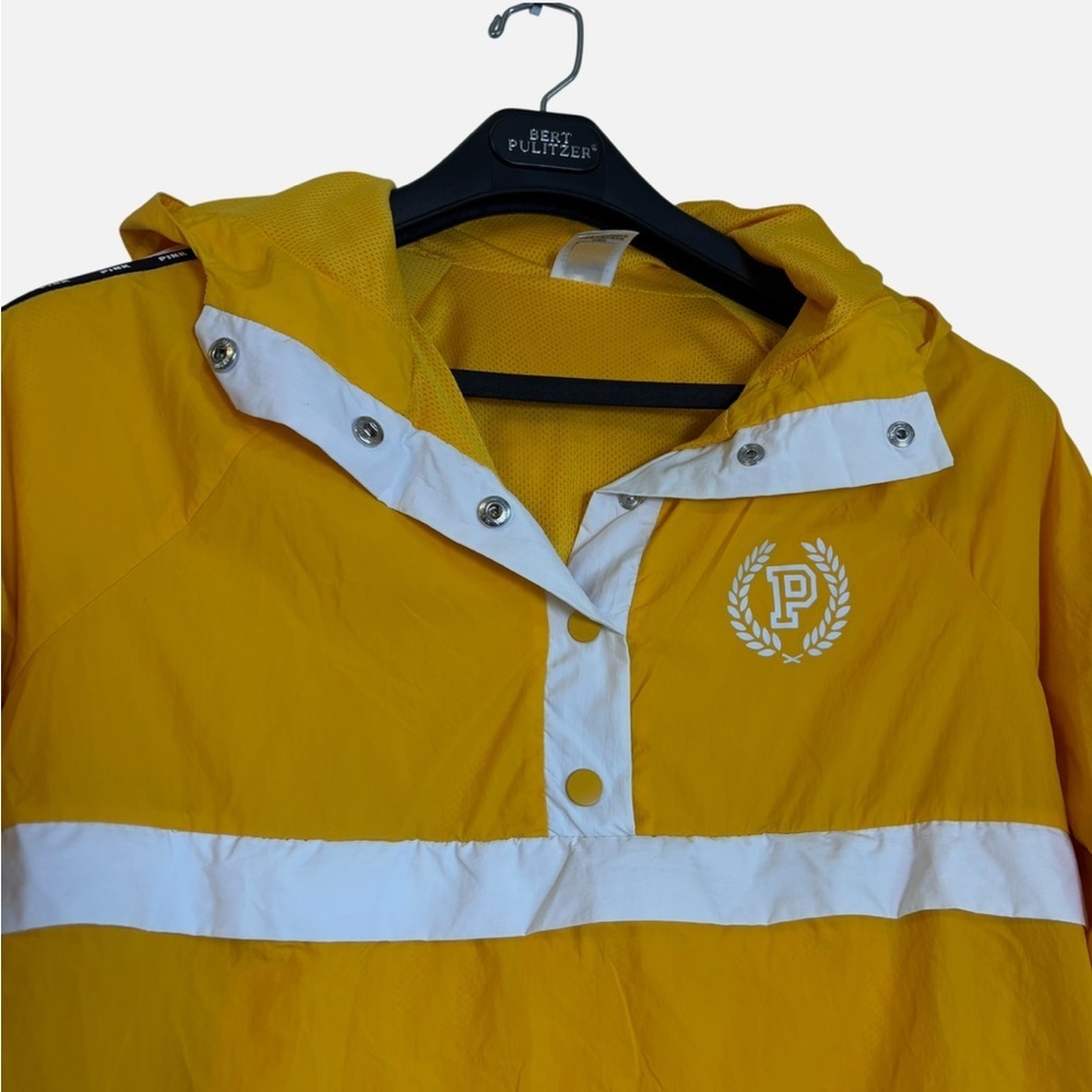 Pink Victoria's Secret Quarter Zip Pullover Hooded Windbreaker Jacket Yellow XS - Picture 2 of 7